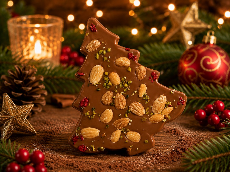 Tafelschokolade Weihnachtsbaum Vollmich mit Mandeln